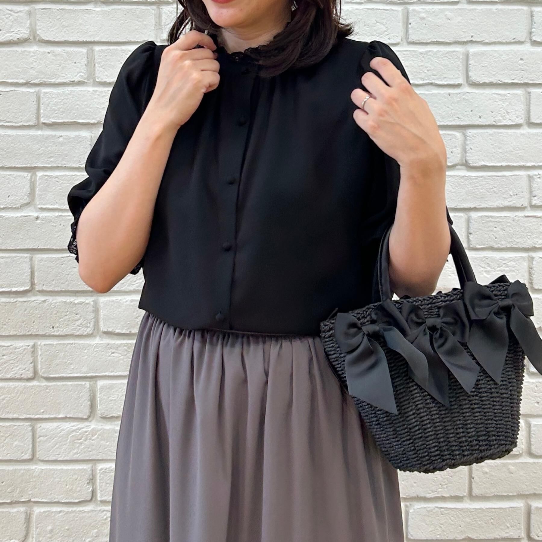 Couture broach「【大人上品・前後2WAY】エンブロレース 5分袖ブラウス【洗濯機可】」|シャツ・ブラウス|