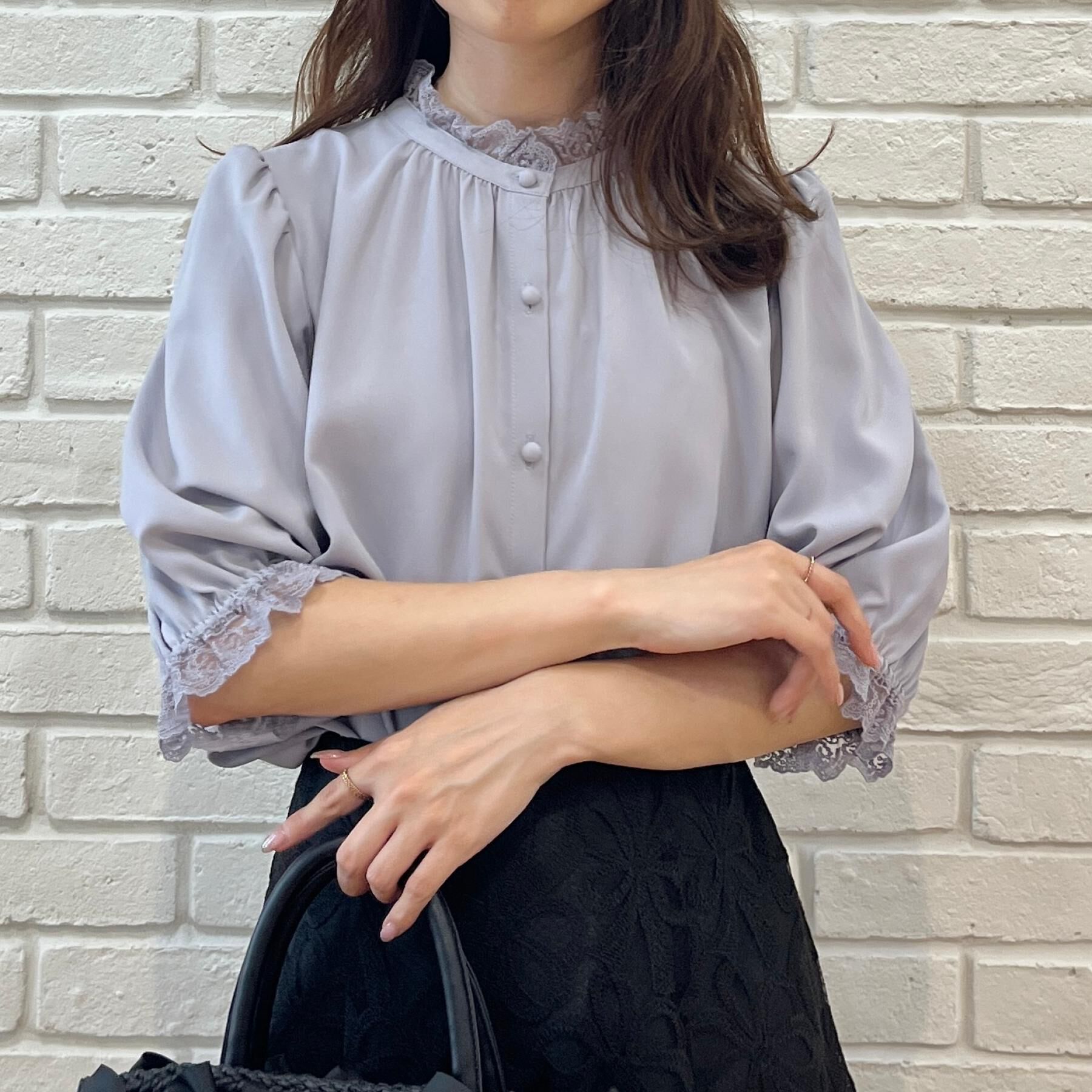 Couture broach「【大人上品・前後2WAY】エンブロレース 5分袖ブラウス【洗濯機可】」|シャツ・ブラウス|