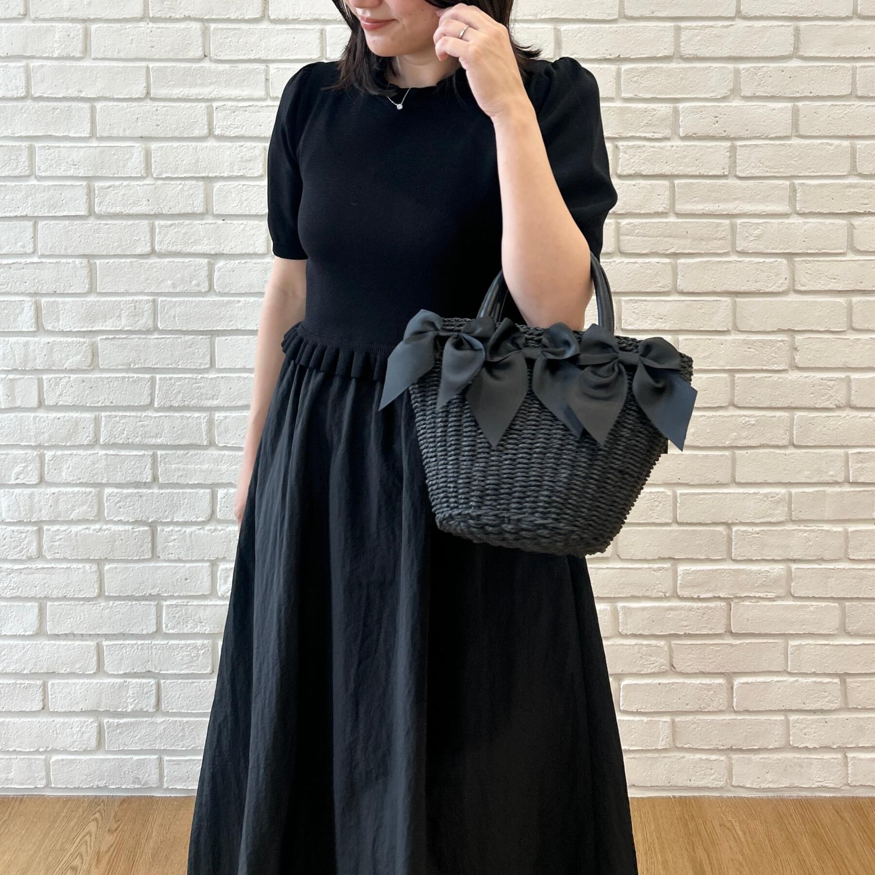 Couture broach「【ほんのり甘い】フリルニット ドッキングワンピース【洗濯機可】」|ワンピース|