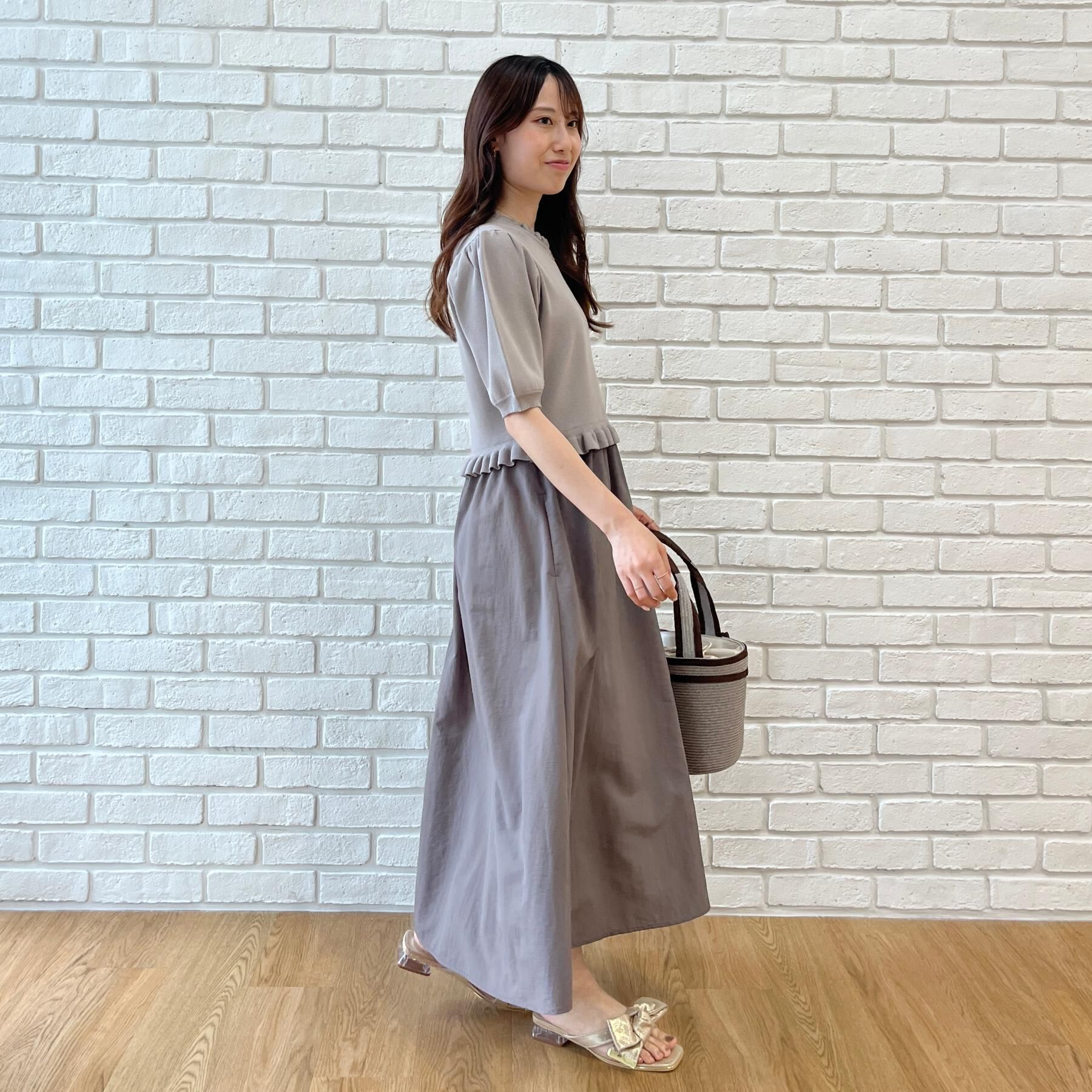 Couture broach「【ほんのり甘い】フリルニット ドッキングワンピース【洗濯機可】」|ワンピース|