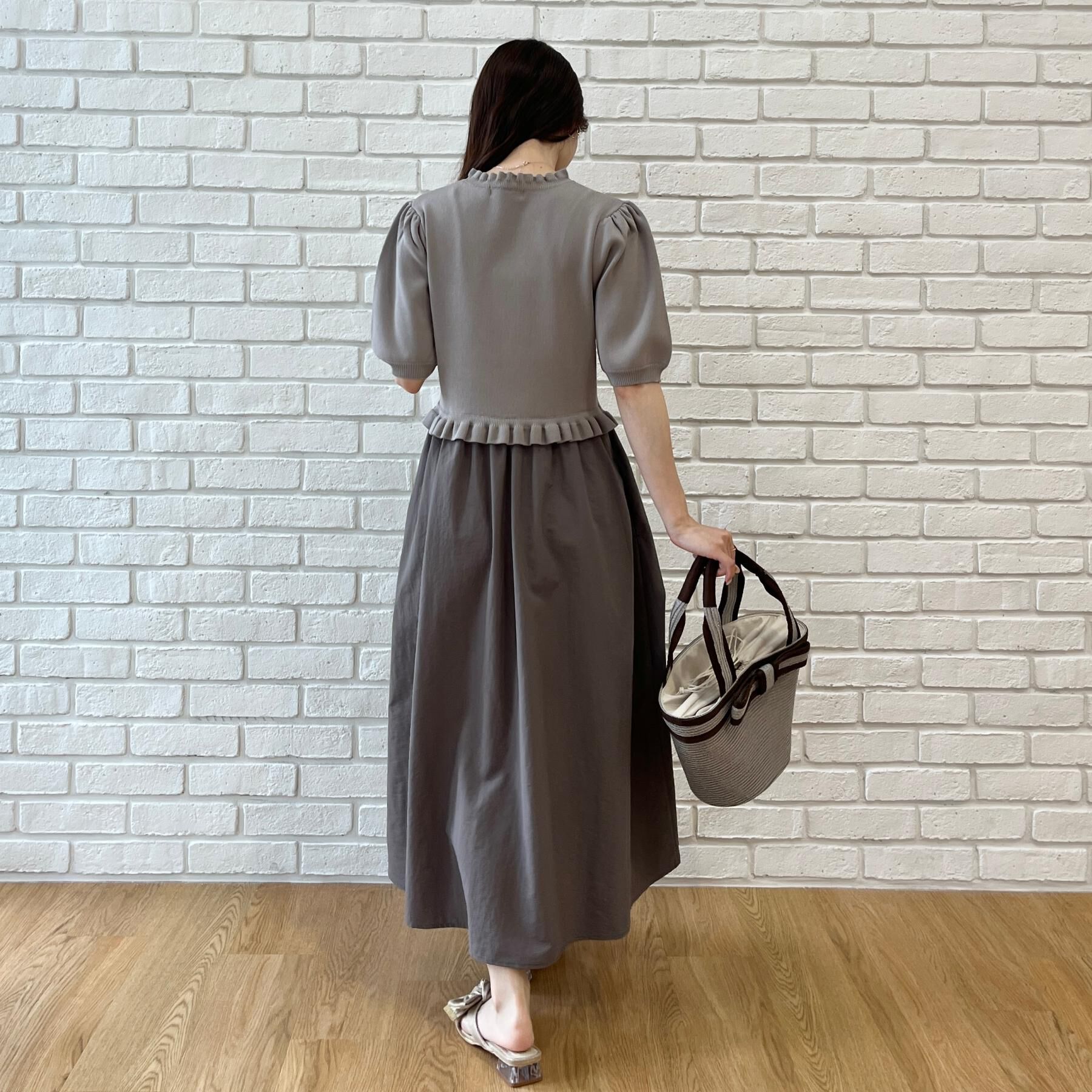 Couture broach「【ほんのり甘い】フリルニット ドッキングワンピース【洗濯機可】」|ワンピース|