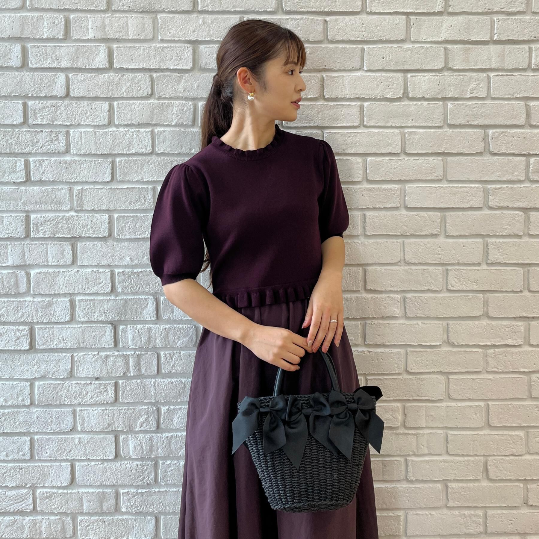 Couture broach「【ほんのり甘い】フリルニット ドッキングワンピース【洗濯機可】」|ワンピース|