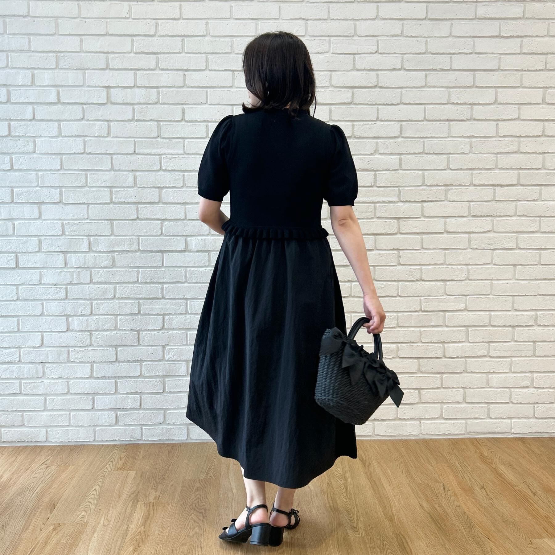 Couture broach「【ほんのり甘い】フリルニット ドッキングワンピース【洗濯機可】」|ワンピース|