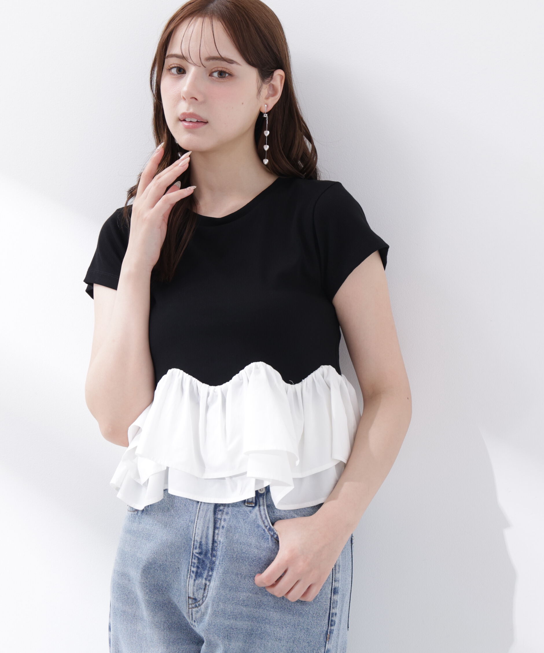 PROPORTION BODY DRESSING「〈a/mie〉ホイップフリルTシャツ」|Tシャツ・カットソー|