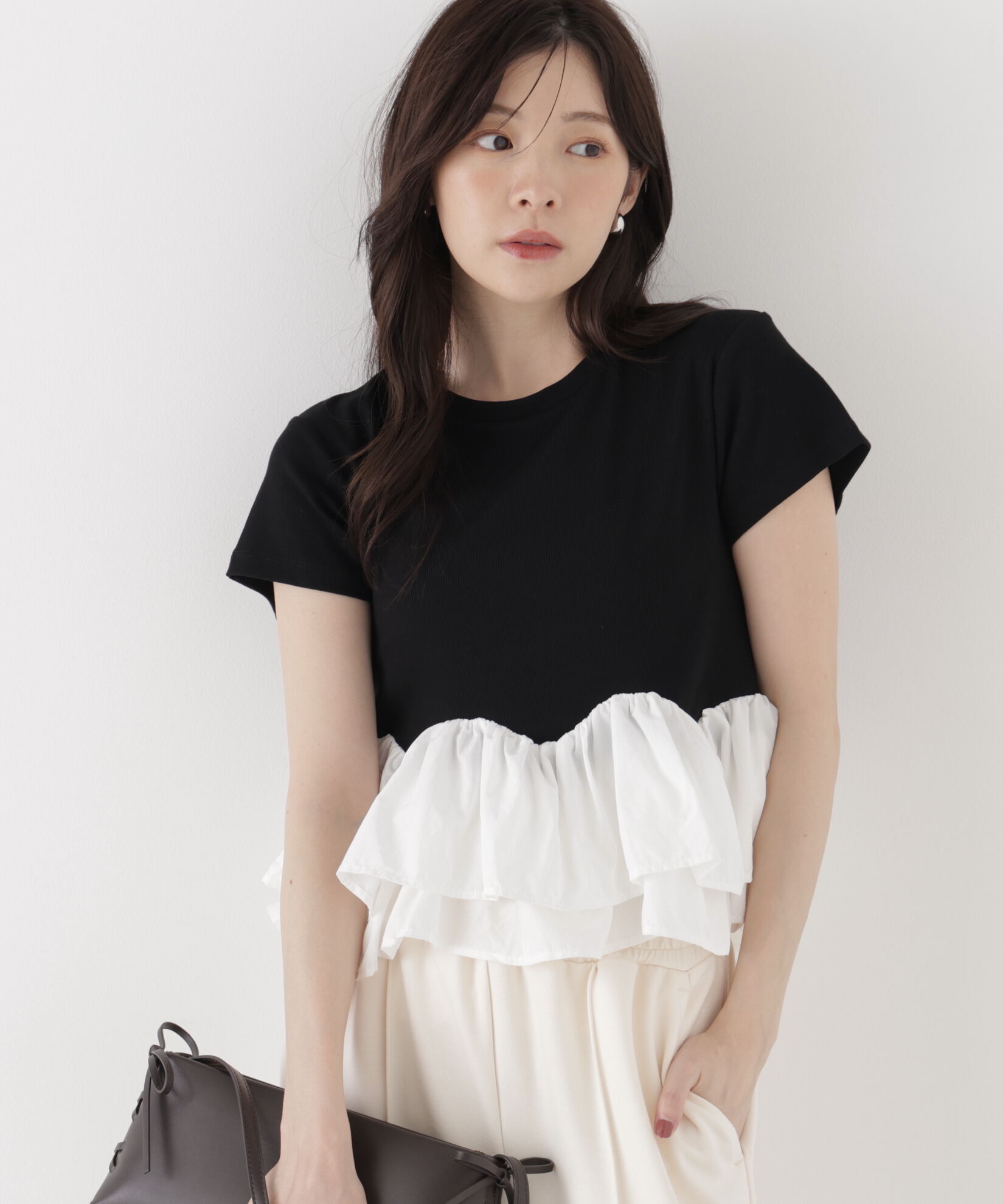 PROPORTION BODY DRESSING「〈a/mie〉ホイップフリルTシャツ」|Tシャツ・カットソー|