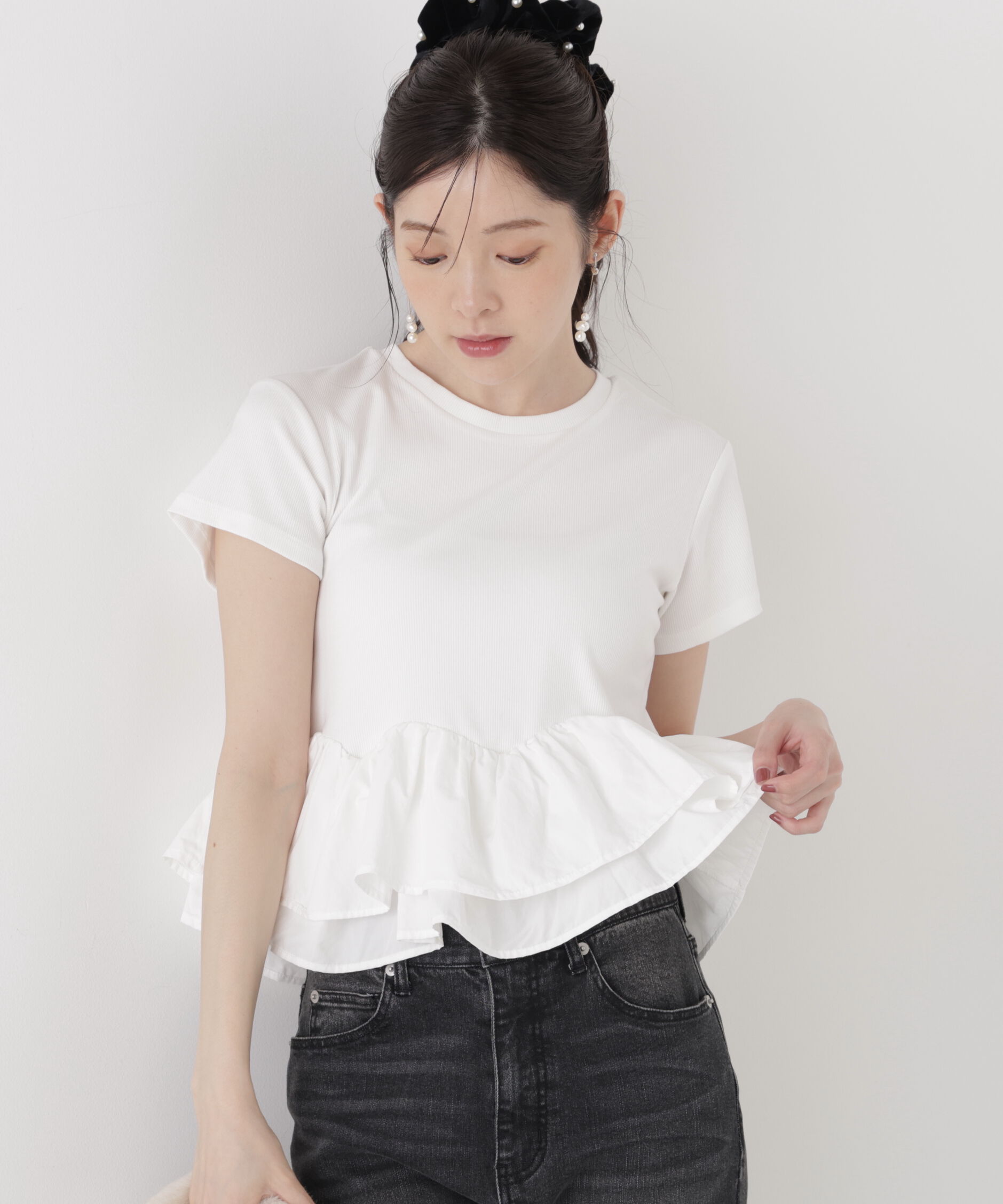PROPORTION BODY DRESSING「〈a/mie〉ホイップフリルTシャツ」|Tシャツ・カットソー|ホワイト&times;ホワ