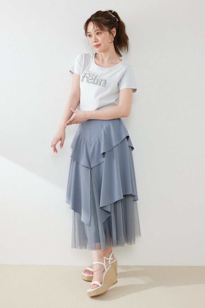 rienda「デコラティブロゴTシャツ」|Tシャツ・カットソー|