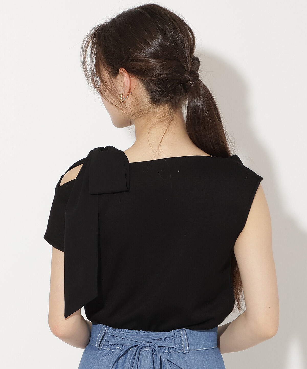 WILLSELECTION「リボンショルダードレープカットトップス」|Tシャツ・カットソー|