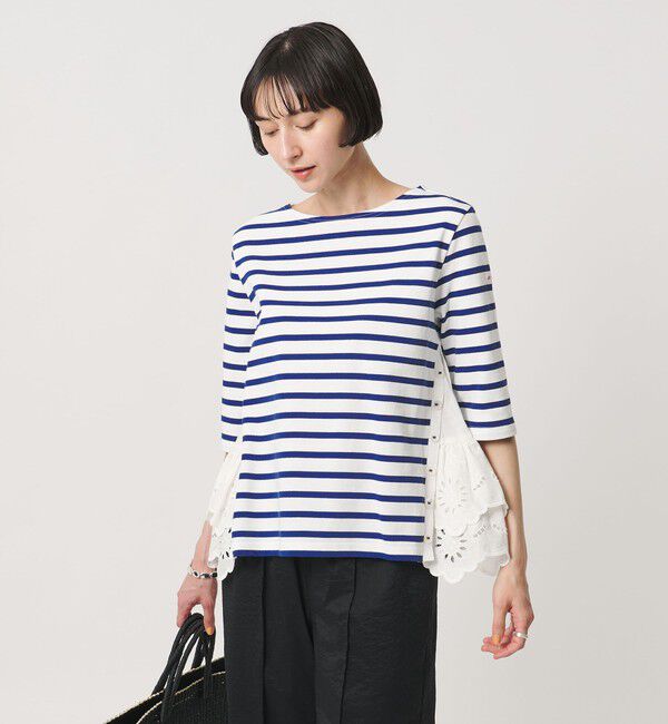UNITED ARROWS「【別注】＜MUVEIL＞６分袖 レース ボーダー カットソー ‐united LOVE project 2026」|Tシャツ・カットソー|