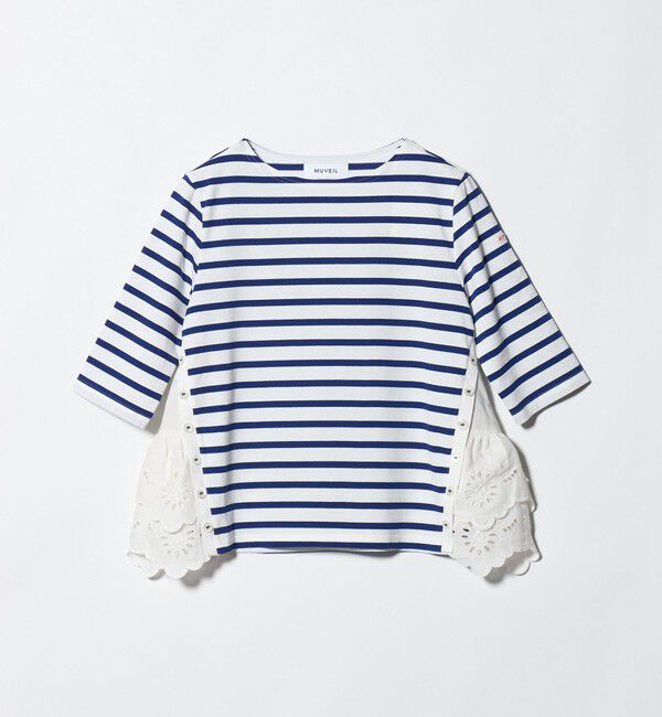 UNITED ARROWS「【別注】＜MUVEIL＞６分袖 レース ボーダー カットソー ‐united LOVE project 2026」|Tシャツ・カットソー|