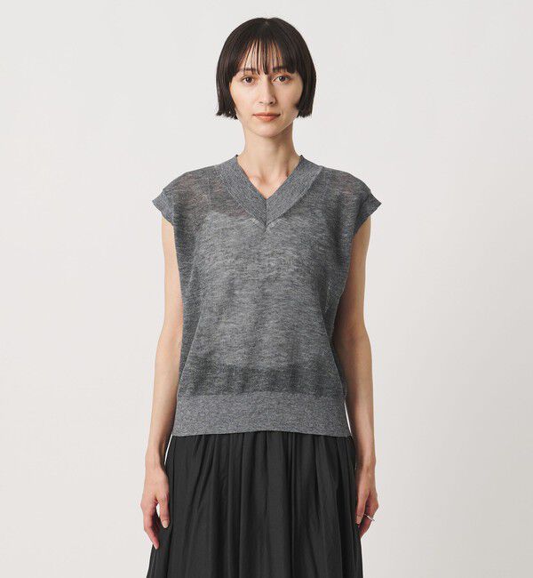 UNITED ARROWS「ミニ Vネック フレンチスリーブ ニット ‐ウォッシャブル‐」|ベスト・ジレ|