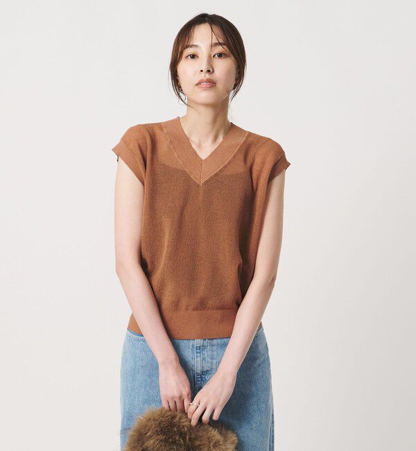 UNITED ARROWS「ミニ Vネック フレンチスリーブ ニット ‐ウォッシャブル‐」|ベスト・ジレ|MD.BROWN