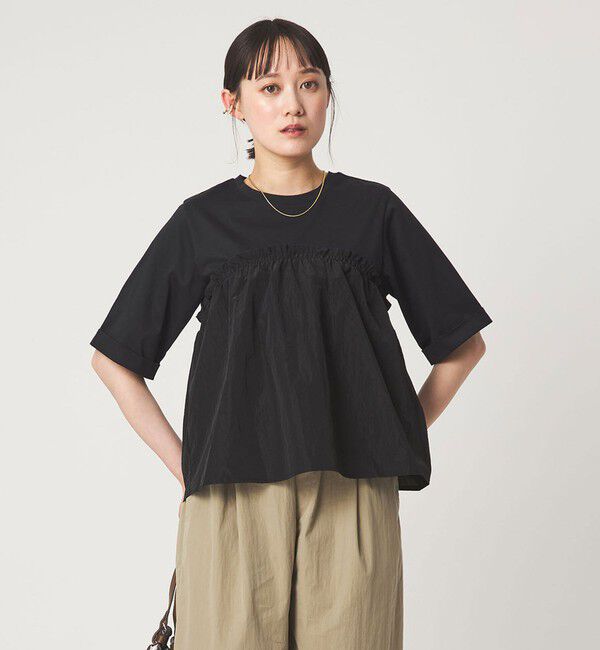 UNITED ARROWS green label relaxing「タフタ ドッキング ビスチェ プルオーバー」|Tシャツ・カットソー|BLACK