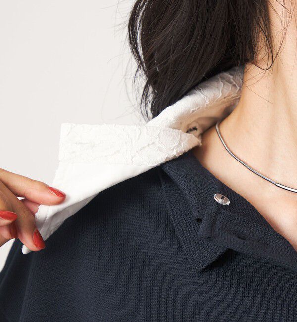 UNITED ARROWS green label relaxing「2WAY レース ポロ襟 5分袖 ニット カーディガン」|カーディガン|