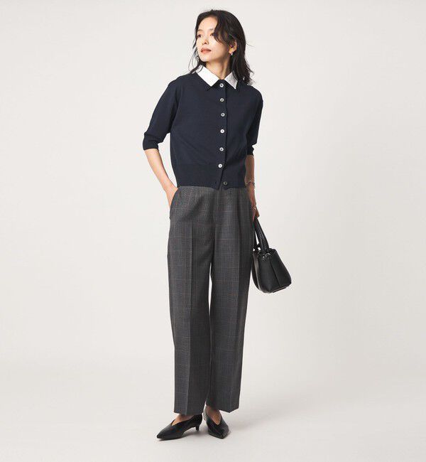 UNITED ARROWS green label relaxing「2WAY レース ポロ襟 5分袖 ニット カーディガン」|カーディガン|