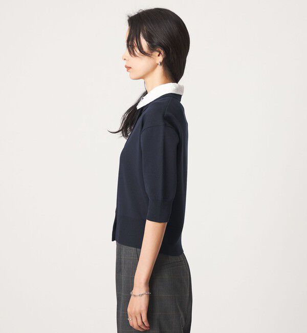 UNITED ARROWS green label relaxing「2WAY レース ポロ襟 5分袖 ニット カーディガン」|カーディガン|