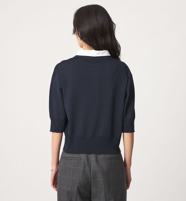 UNITED ARROWS green label relaxing「2WAY レース ポロ襟 5分袖 ニット カーディガン」|カーディガン|
