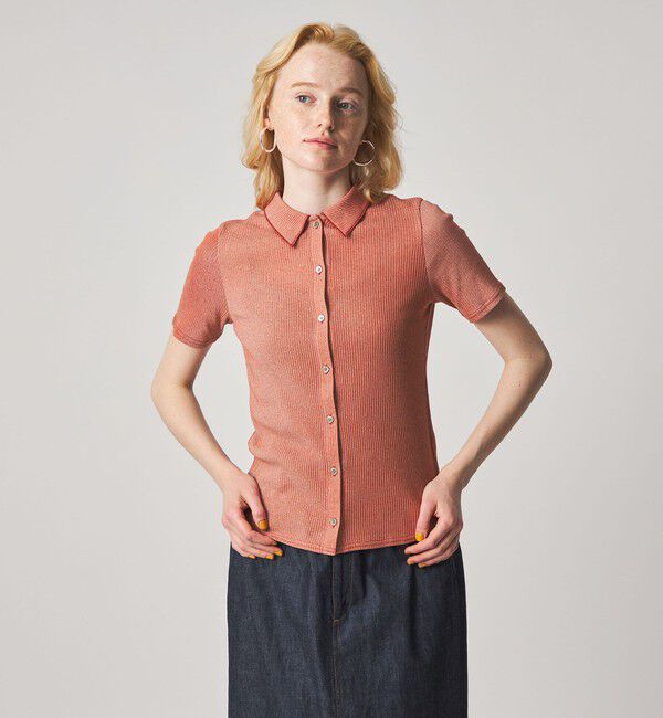 STEVEN ALAN「＜Steven Alan＞リブ ハーフスリーブ シャツカーディガン」|カーディガン|