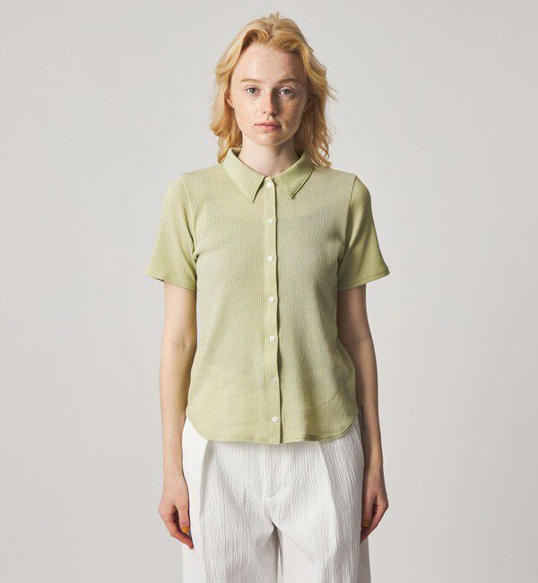 STEVEN ALAN「＜Steven Alan＞リブ ハーフスリーブ シャツカーディガン」|カーディガン|