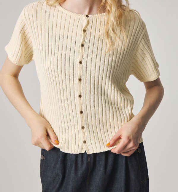 STEVEN ALAN「＜Steven Alan＞リブ ショートスリーブ カーディガン」|カーディガン|