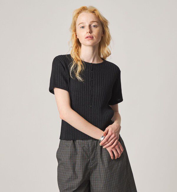 STEVEN ALAN「＜Steven Alan＞リブ ショートスリーブ カーディガン」|カーディガン|