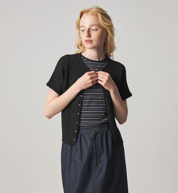 STEVEN ALAN「＜Steven Alan＞リブ ショートスリーブ カーディガン」|カーディガン|