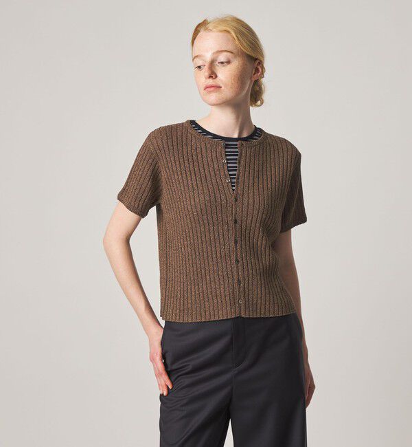 STEVEN ALAN「＜Steven Alan＞リブ ショートスリーブ カーディガン」|カーディガン|