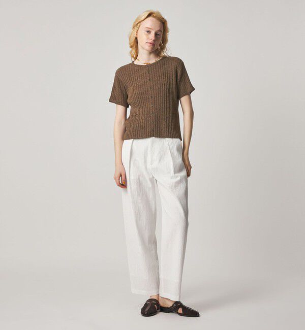 STEVEN ALAN「＜Steven Alan＞リブ ショートスリーブ カーディガン」|カーディガン|