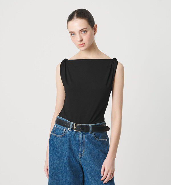ER「＜ER＞ジャージー ショルダーツイスト ノースリーブ」|Tシャツ・カットソー|BLACK