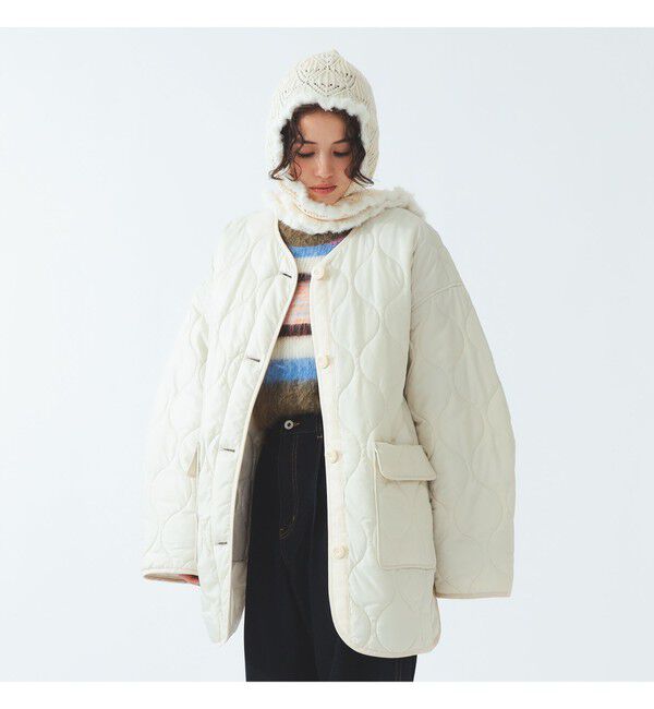 Ray BEAMS 「キルティング ノーカラー ブルゾン」|ブルゾン・スタジャン|OFF WHITE