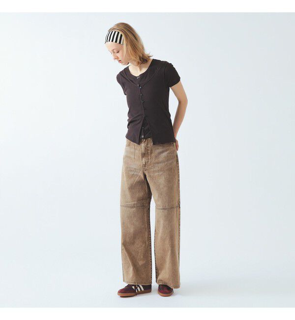 Ray BEAMS 「ブリーチ デニム ワイドパンツ」|デニム|