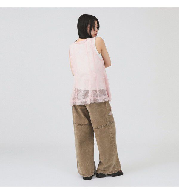 Ray BEAMS 「ブリーチ デニム ワイドパンツ」|デニム|
