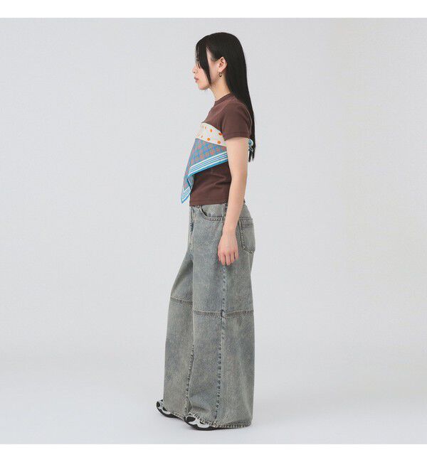 Ray BEAMS 「ブリーチ デニム ワイドパンツ」|デニム|