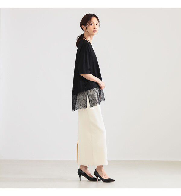 Demi-Luxe BEAMS 「レース 切り替え Tシャツ」|Tシャツ・カットソー|