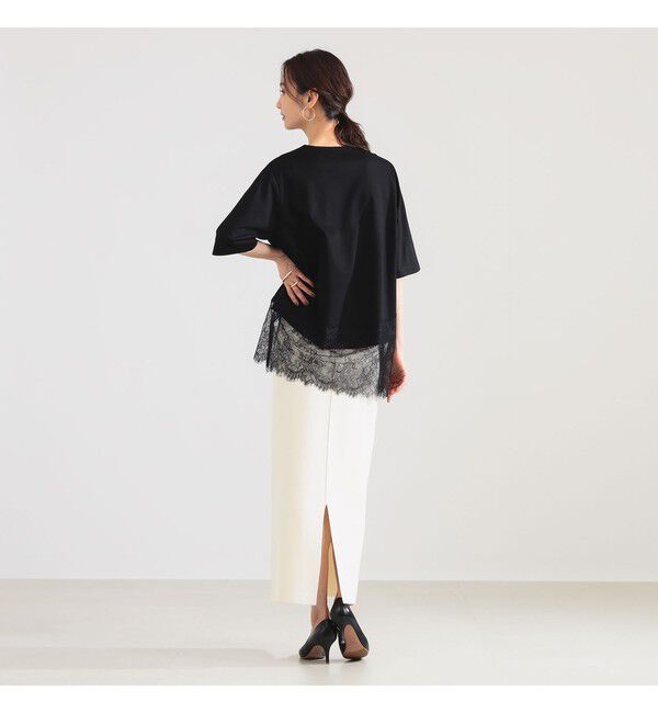 Demi-Luxe BEAMS 「レース 切り替え Tシャツ」|Tシャツ・カットソー|