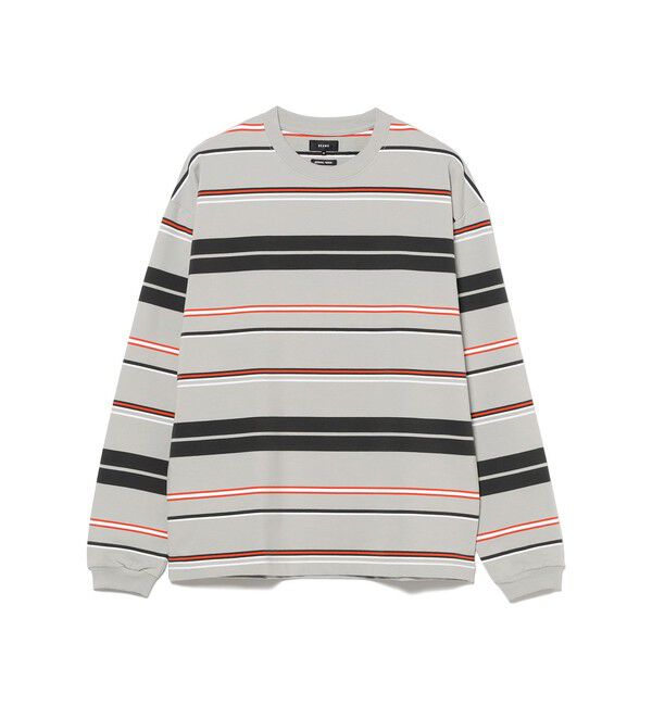 BEAMS「【ワイドフィット】マルチボーダー クルーネック スウェット」|Tシャツ・カットソー|LT.GREY