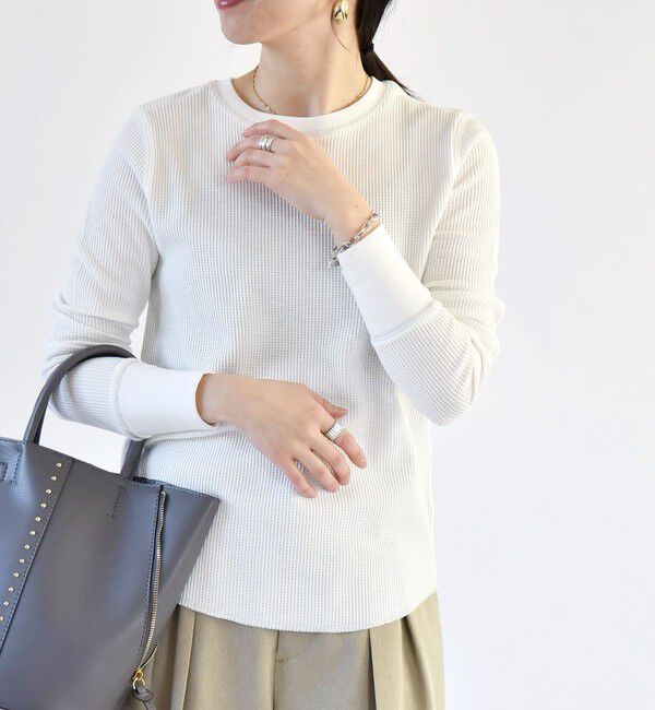 quaranciel「quaranciel:〈洗濯機可能〉ワッフル クルーネック ラウンドヘム カットソー」|Tシャツ・カットソー|