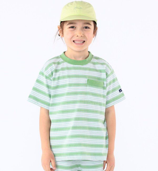 SHIPS KIDS「【SHIPS KIDS別注】RUSSELL ATHLETIC:100～130cm /ボーダーTEE」|Tシャツ・カットソー|グリーン