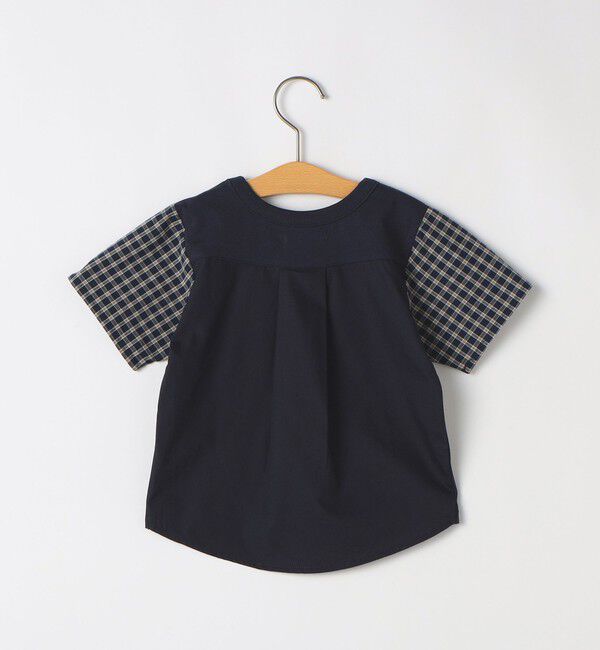 SHIPS KIDS「SHIPS KIDS:80～90cm / チェック 切替 半袖 TEE」|Tシャツ・カットソー|