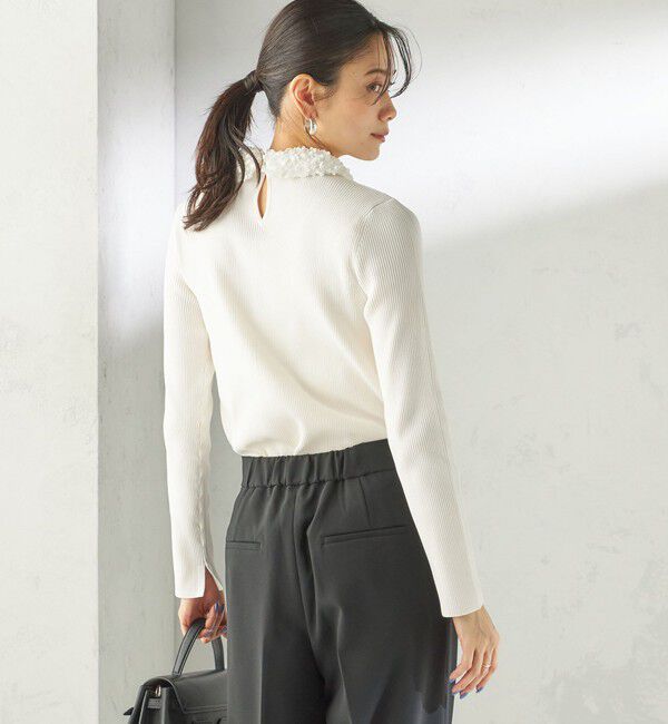 SHIPS for women「〈手洗い可能〉2WAY ポリエステル フリル カラー リブ ニット」|ニット・セーター|