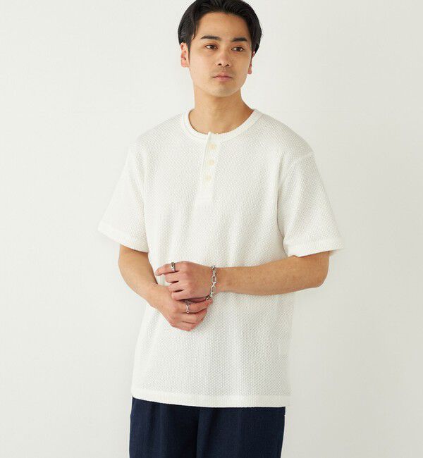 SHIPS Colors 「SHIPS Colors:ローゲージ カノコ ヘンリーネック Tシャツ◇」|Tシャツ・カットソー|ライトホワイト