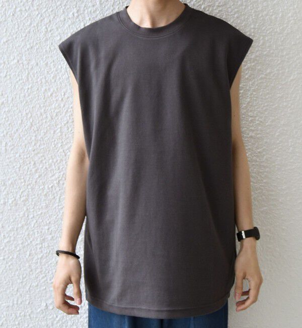 SHIPS any「SHIPS any:〈接触冷感〉COOL TOUCH スムース リラックス ノースリーブ Tシャツ 26SS◇」|Tシャツ・カットソー|チャコールグレー
