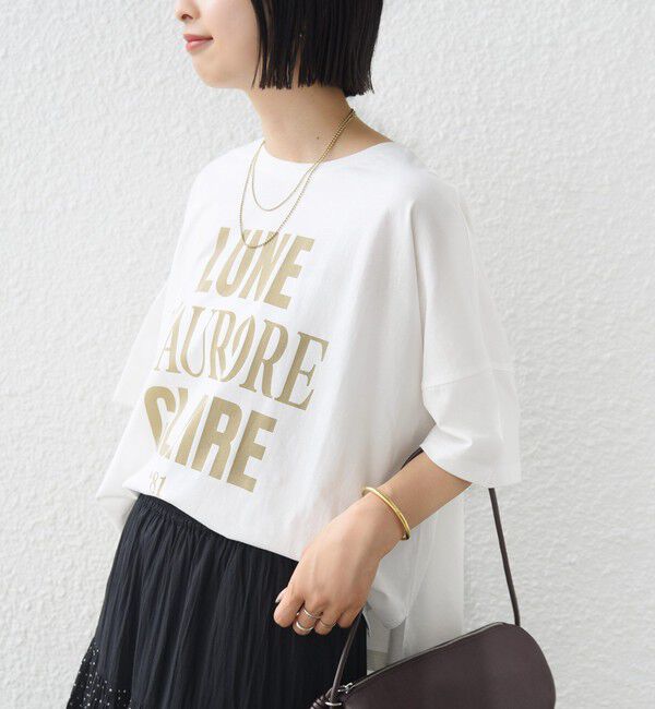 SHIPS for women「【SHIPS別注】81BRANCA: 5分袖 ロゴ・フォト TEE」|Tシャツ・カットソー|