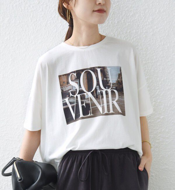 SHIPS for women「【SHIPS別注】81BRANCA: 5分袖 ロゴ・フォト TEE」|Tシャツ・カットソー|