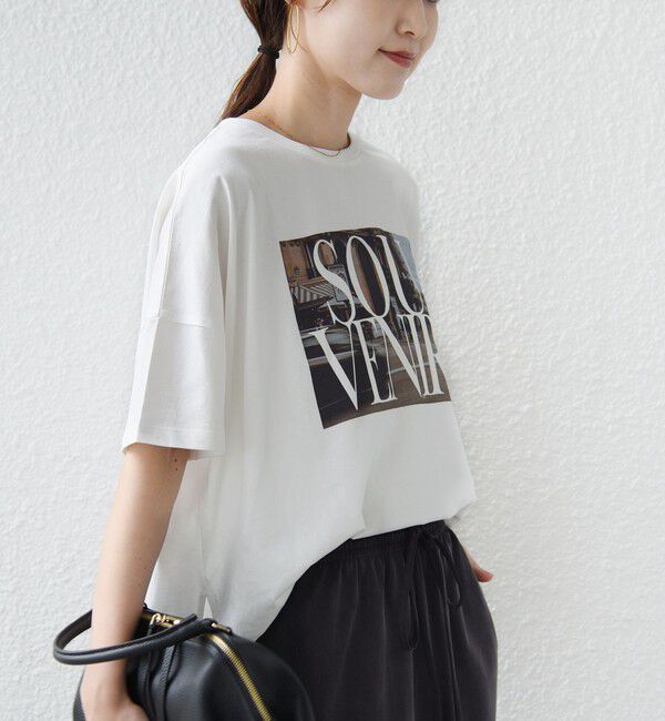 SHIPS for women「【SHIPS別注】81BRANCA: 5分袖 ロゴ・フォト TEE」|Tシャツ・カットソー|