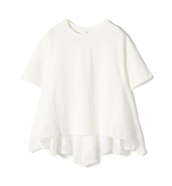 SHIPS for women「〈手洗い可能〉DEPEND ポンチ トリム レース ドッキング プルオーバー」|Tシャツ・カットソー|