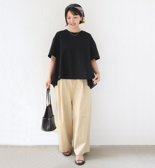 SHIPS for women「〈手洗い可能〉DEPEND ポンチ トリム レース ドッキング プルオーバー」|Tシャツ・カットソー|