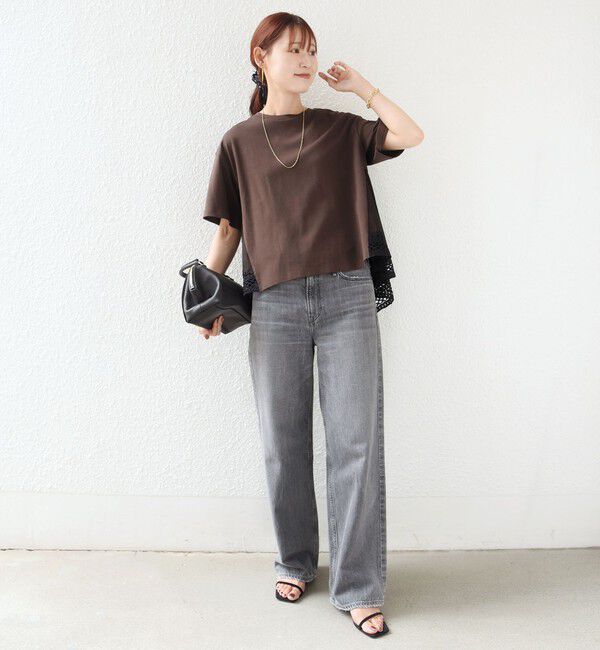 SHIPS for women「〈手洗い可能〉DEPEND ポンチ トリム レース ドッキング プルオーバー」|Tシャツ・カットソー|