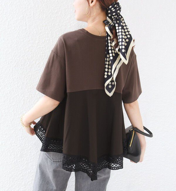 SHIPS for women「〈手洗い可能〉DEPEND ポンチ トリム レース ドッキング プルオーバー」|Tシャツ・カットソー|