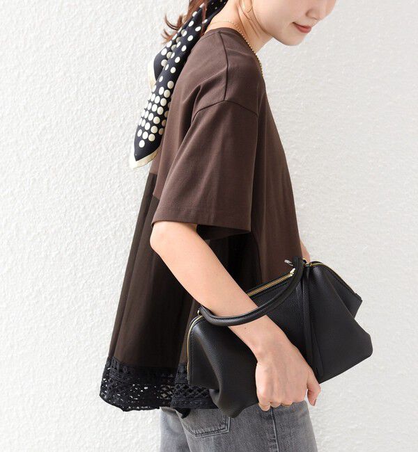 SHIPS for women「〈手洗い可能〉DEPEND ポンチ トリム レース ドッキング プルオーバー」|Tシャツ・カットソー|